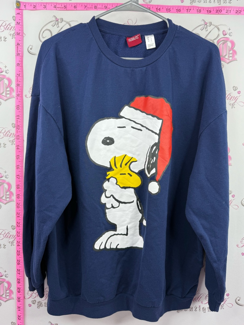 Peanuts sweater Navy Crewneck Sweatshirt with Snoopy & Woodstock Holiday Graphic
